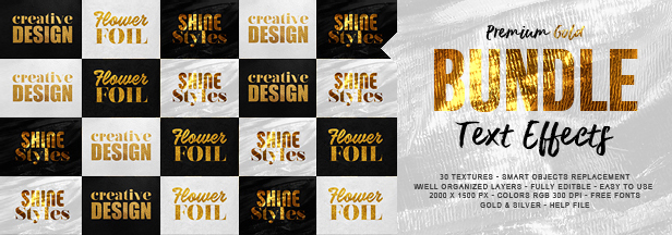 Glitz，Glam和Glass Gold文字效果