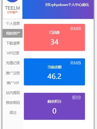 基于erphpdown个人中心-10.02版的简单美化