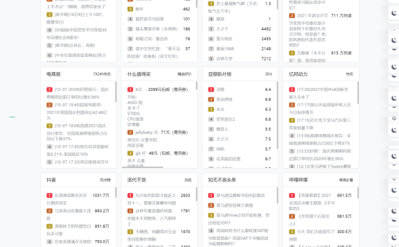 用一为热榜 API 服务把各种实时热榜集合到B2主题里