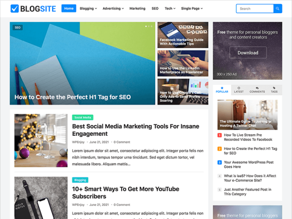 WordPress免费博客/资讯/自媒体主题 BlogSite